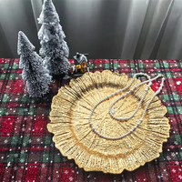 Assiette décorative ovale en plastique écologique classique de 13 pouces, sous-assiettes, assiette de présentation pour mariage, or, argent, événements, fêtes, anniversaires