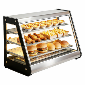 Vitrina Calentadora de Alimentos Eléctrica de Acero Inoxidable con Frente Inclinado, Capacidad de 50L, Calentador Multifuncional para Mostrador - Product Image 1