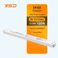 Alimentations LED YSD à PFC élevé 150W, 12V 24V 36V 48V 30W 60W 100W 200W, Série G, IP40, pour bandes LED