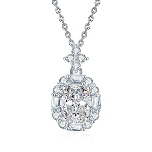 Collar con Colgante de Plata 925 <span class=keywords><strong>Original</strong></span> con Diamante de Corte Oval Brillante de 2 Quilates 7*9mm, Color D, Moissanita, para Mujer, Boda - Product Image 1