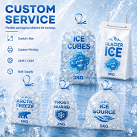 Sacs d'emballage pour glace en plastique transparent de qualité alimentaire, avec logo personnalisé, résistants aux fuites, en LDPE, pour glaçons