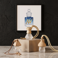 Bouteille de parfum pour voiture avec logo personnalisé, flacon diffuseur d'arômes en verre dépoli transparent avec cordon, flacon de parfum en verre