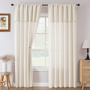 Voilages en faux <span class=keywords><strong>lin</strong></span> DaiRui plissés à passe-tringle, couleur naturelle, transparents, filtrant la lumière, pour salon, vente en gros - Product Image 4
