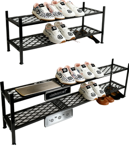 Double Tier Metal <b>Shoe</b> Rack Storage <b>Holder</b> Minimalist Design Durable Standing Type for Living Room Use - Product Image 1