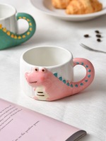 Mug en céramique mignon en forme de crocodile - Tasse à eau de dessin animé pour cadeau d'anniversaire et de fête