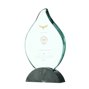 ADL New Design K9 Hochwertiger Großhandel mit klarem Kristallglas Trophy Awards Blattform mit Stein basis