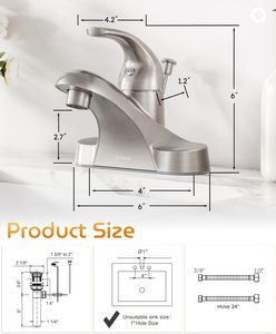Tek kolu düşük ark banyo musluk Centerset tasarım Pop drenaj montaj fırçalanmış nikel Vanity lavabo bataryası dokunun havzası musluklar - Product Image 5