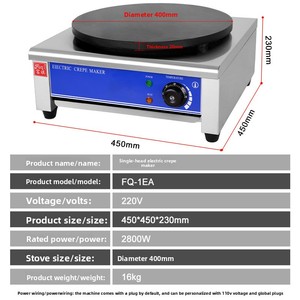 Macchina Elettrica per <span class=keywords><strong>Crepes</strong></span> da 3000W, Max 300 ℃ Piastra Elettrica Commerciale Automatica in Acciaio Inox, 2300 pz/ora per Snack e Alimenti - Product Image 2