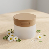 Pot en plastique marron bicolore de 200g avec couvercle à clapet pour tampons démaquillants et pince à épiler, idéal pour les soins personnels - Vente en gros