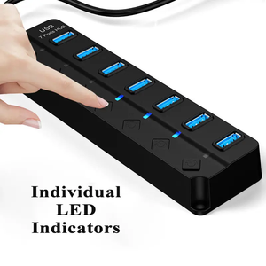 Hub de Datos USB 3.0 de 7 Puertos con Interruptores de Encendido Individuales, Venta al por Mayor de Fábrica para Computadoras de Escritorio y Portátiles <span class=keywords><strong>Mac</strong></span> Pro - ¡En Stock! - Product Image 4