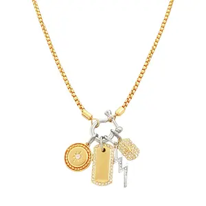 Accessori da donna gioielli custom con moschettone aperto in lega charms placcato oro diamante maglia collana a catena per donna