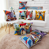 Lujo 100% algodón gato bordado Picasso tiro almohada pinturas abstractas sofá funda de cojín