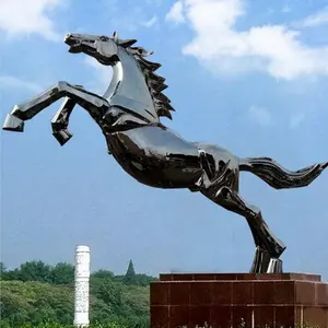 Benutzer definierte moderne Kunst poliert Spiegel Metall Pferdes kulptur Statuen Outdoor Edelstahl Skulptur