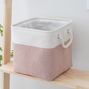 Panier de rangement en rotin pliable en coton tressé avec poignées pour chambre à coucher salle de bain - Product Image 3
