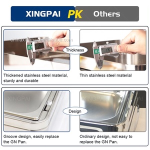 Equipo de Catering XINGPAI, Recipiente para Calentar Comida de Acero Inoxidable 304, Calentador de Comida Hidráulico, Juego de Buffet con Tapa de Vidrio - Product Image 3