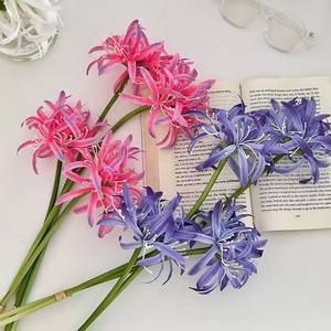 Flores Artificiales de Lirio Araña Rojo de 19.7 Pulgadas para Decoración de Bodas, Accesorio de Fotografía Hanfu - Product Image 4