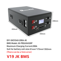 Boîtier de batterie DIY Paragon 16S 51.2V 340Ah avec disjoncteur 250A + BMS JK V19 + écran LCD 4.3 pouces, DDP, sans taxes ni TVA, toutes les pièces préinstallées