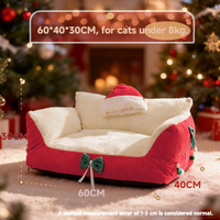 Lit de canapé pour animaux de compagnie de Noël Doublure polaire confortable Base antidérapante lavable Murs renforcés confortables modernes pour chats et petits chiens