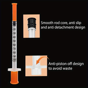 Jeringas <span class=keywords><strong>de</strong></span> <span class=keywords><strong>Insulina</strong></span> Desechables Veterinarias y Médicas <span class=keywords><strong>de</strong></span> Plástico <span class=keywords><strong>de</strong></span> Seguridad <span class=keywords><strong>de</strong></span> 1 ml, 1/4'', 32g, 31g, 30g, 29g, con Aguja <span class=keywords><strong>de</strong></span> 6 mm, <span class=keywords><strong>100</strong></span> <span class=keywords><strong>Unidades</strong></span> - Product Image 6