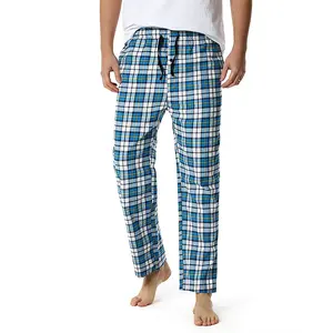 Yeni varış 2023 erkek pijama uyku alt toptan Premium kalite 3 in 1 paket pamuklu pazen ekose pantolon erkekler