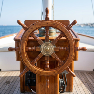 Wooden Handmade Round Openwork Carved Laser Printed Polished Antique Imitation Brown 18 Inch Nautical <b>Ship</b> <b>Wheel</b> Home Decor - Product Image 5