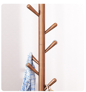 <span class=keywords><strong>Porte</strong></span>-manteau autoportant en <span class=keywords><strong>bois</strong></span> massif avec design du sol au plafond pour le rangement des vêtements, des chapeaux et des sacs dans la chambre ou l'entrée - Product Image 5
