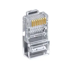 Pin de conector chapado en oro UTP Cat 5e, Cat6, Ethernet, RJ45, 8P8C, cable LAN, enchufe rj45