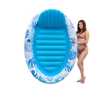 Oval Inflatable Water Bed Lounge Chair 180x127cm Tropical Design With Back Sun Lounger Outdoor Pool Float - Product Image 5