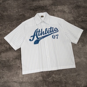 מעצב שחור כותנה 70% רך באיכות גבוהה לוגו מותאם אישית בייסבול סגנון ספורט pinstבשל bascask כפתור boxy למטה גברים חולצות מזדמנים - Product Image 2