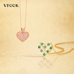 Collar VFOOK con Colgante de Corazón, Símbolo de Amor, Oro Sólido de 14K/18K, Delicado, para Mujer, Regalo de San Valentín - Product Image 3
