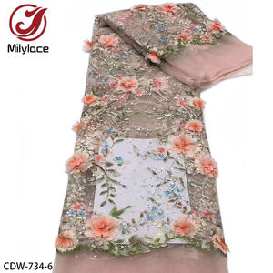 Strass da sposa 3D fiore <span class=keywords><strong>ricamato</strong></span> <span class=keywords><strong>Tulle</strong></span> tessuto di pizzo <span class=keywords><strong>per</strong></span> abito da sposa - Product Image 1