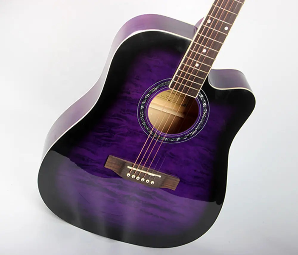 卸売中国広州メーカー41インチカッタウェイバスウッド高光沢アコースティックギター楽器販売