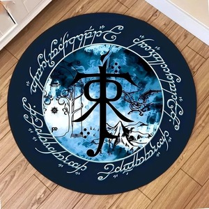 Tappeto Rotondo Tema Il Signore degli Anelli, Tappetino Antiscivolo Morbido con Scritta <span class=keywords><strong>di</strong></span> Mordor e <span class=keywords><strong>Terra</strong></span> <span class=keywords><strong>di</strong></span> <span class=keywords><strong>Mezzo</strong></span> per Sala Cinema, Soggiorno, Arredamento Casa - Product Image 2