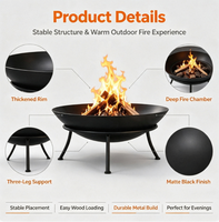 Brasero portable robuste pour le camping, en acier Corten, avec trépied, pour brûler du bois en extérieur