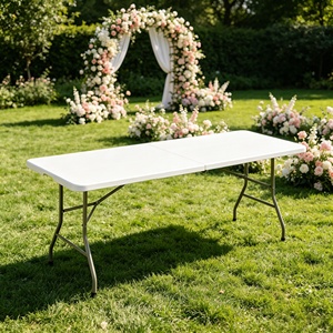 Tavolo Pieghevole in Plastica da 8 Piedi con Telaio in Metallo Resistente, Arredo da <span class=keywords><strong>Giardino</strong></span> <span class=keywords><strong>per</strong></span> Parchi, Matrimoni ed Eventi - Prezzo Conveniente - Product Image 3