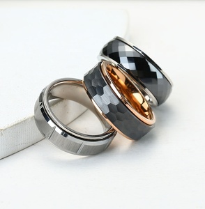 Đánh bóng xoay spinner Nhẫn lo lắng cứu trợ bạc đen rãnh <span class=keywords><strong>Inlay</strong></span> Fidget ban nhạc vonfram Titan vòng cho nam giới phụ nữ cậu bé - Product Image 6