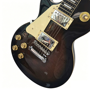 Guitare électrique de style Lefty <span class=keywords><strong>Les</strong></span> <span class=keywords><strong>Paul</strong></span>, corps en acajou, dessus en placage flammé, manche avec incrustations en blocs, noir brillant - Product Image 3