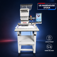 Machine à broder informatisée à tête unique 15 aiguilles, 1200 tr/min, qualité durable, pour la production de t-shirts et les entreprises à domicile – Stock USA