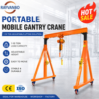 Grue portique mobile industrielle légère et portable, réglable, 250 kg, 500 kg, 1 tonne, avec palan électrique et télécommande au sol