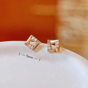 Boucles d'oreilles en or véritable pur 14k, petits clous solides, nouvelle tendance, de haute qualité, cerceaux en Vermeil, Rose Moissanite, 3-7mm, offre spéciale - Product Image 2