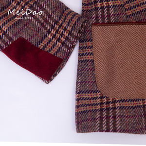 MEIDAO-010135 Classic Wool Short Ladies Tweed Style <strong>Blazer</strong> With <strong>Elbow</strong> <strong>Patches</strong> - Product Image 2