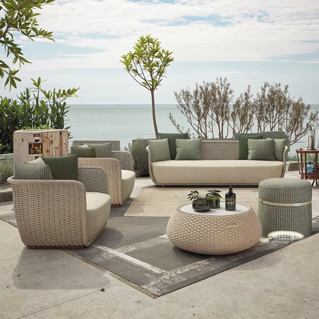 Patio All-weather Rope Gardening Tools Hotels Parks Courtyards Halls Metal Garden Sets Outdoor Furniture Lounge Garden Sofa Set