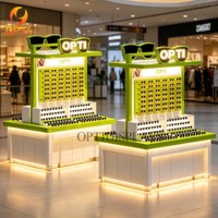 Étagères en verre éclairées par LED personnalisées pour l'affichage des lunettes, présentoir pop-up pour magasin d'optique, magasin de détail