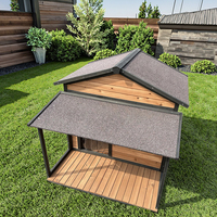 SHUNDA SDD026 Beliebtes Luxus-Hundebett mit Druck – Robustes, Nachhaltiges Outdoor-Hundezwinger aus Holz für Hunde – Freizeit-Hundehütte