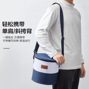 Cooler Bag Oxford Cloth Blue White Large Capacity Insulated Food Storage Outdoor Picnic Camping Use - Product Image 1