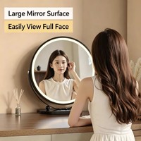 Nouveau miroir de maquillage LED, miroir de table rond éclairé, grand miroir rotatif de bureau intelligent, CE FCC ROHS