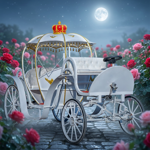 Calèche citrouille tirée par des chevaux à vendre / Calèche citrouille électrique Cendrillon / Calèche citrouille royale pour mariage - Product Image 1