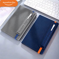 Carnet de notes en cuir PU texturé, impression de logo personnalisée, couverture rigide, avec porte-stylo et bande élastique