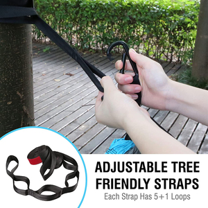 Hamac de camping portable en nylon 210T pour une ou deux personnes, idéal pour la randonnée en extérieur, avec fonction de lit suspendu et coutures renforcées - Product Image 5
