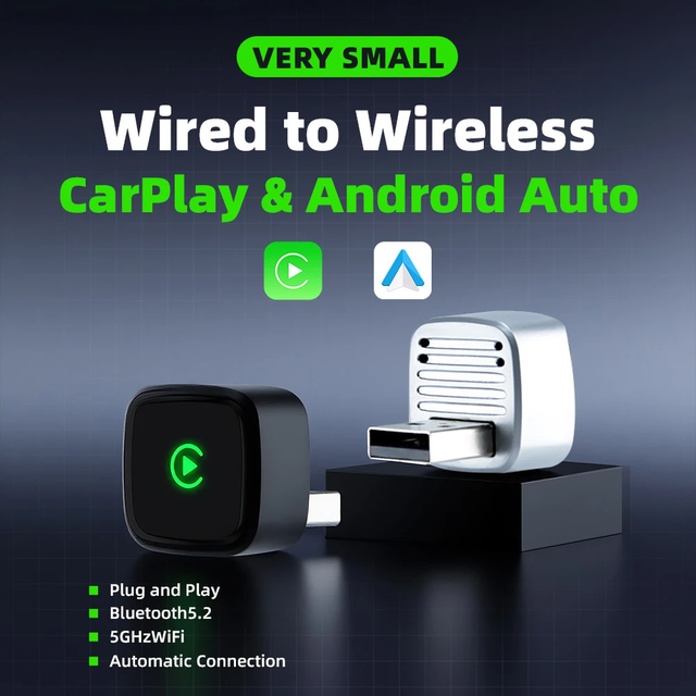 2026 Upgraded Wireless CarPlay Adapter Wireless Android Auto Smart AI Box Intelligent Systems for Wired CarPlay to Wireless